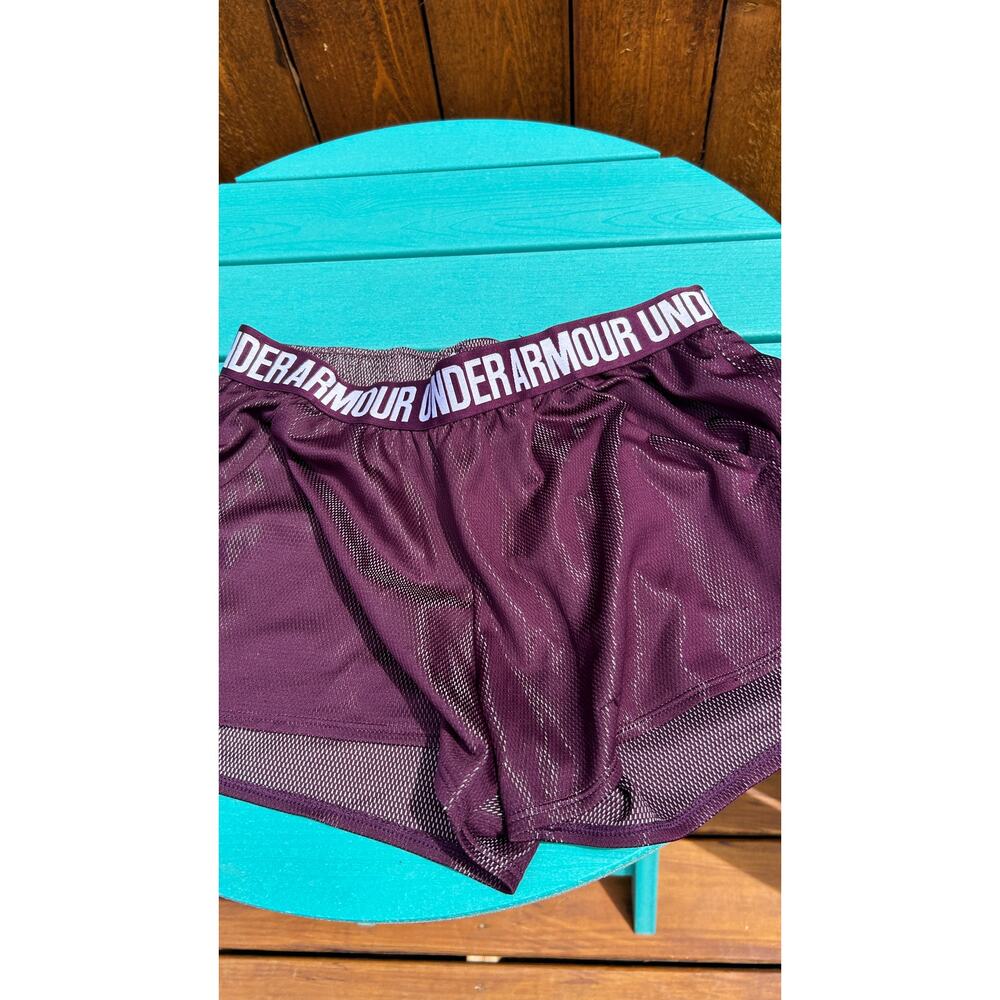 Under Armour Women's Tech Play Up Shorts - Maroon/Dark Purple - Size M